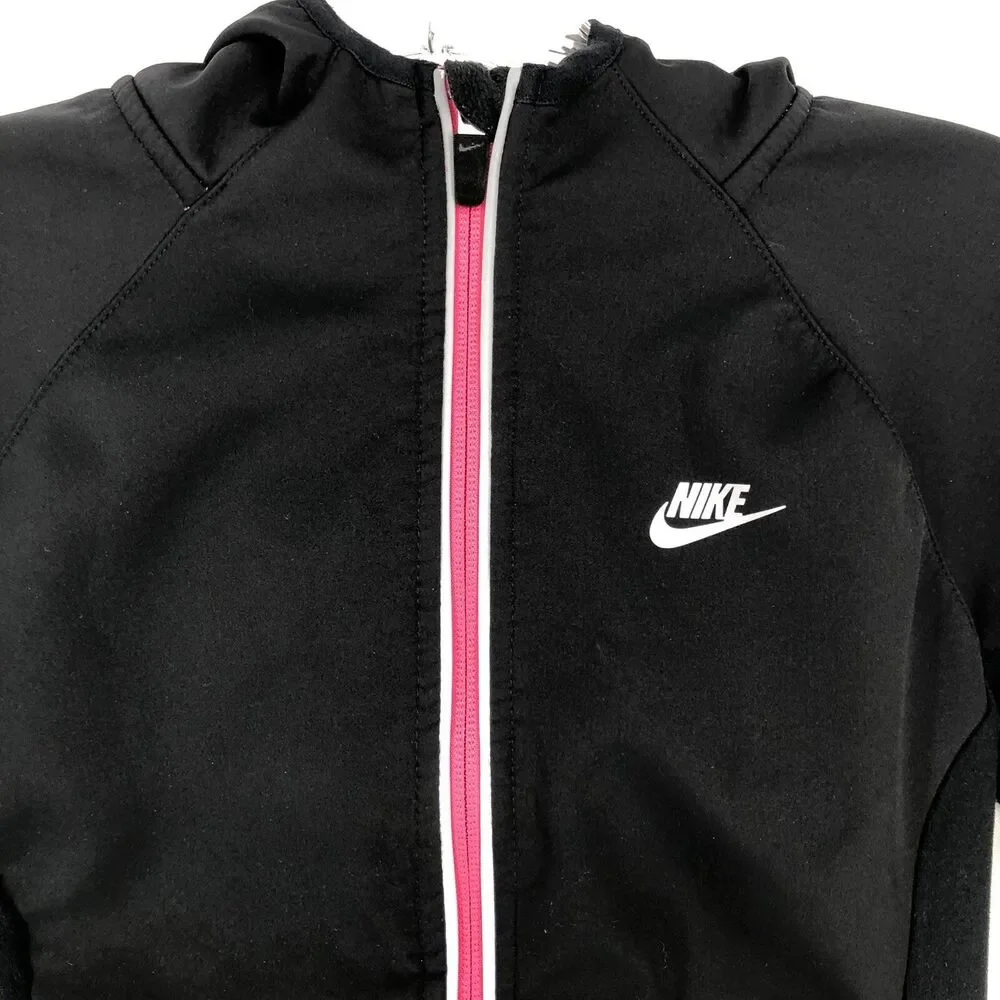 NIKE DRI-FIT BLACK & PINK FULL ZIP PULLOVER JACKET YOUTH SIZE MEDIUM